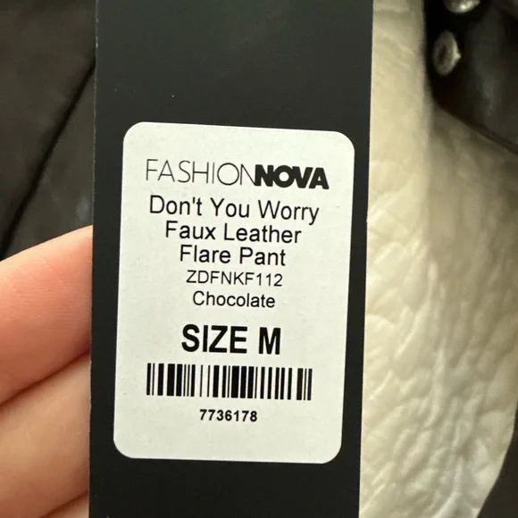 Fashion Nova Brown Leather Wide Leg Pants - Picture 2 of 6